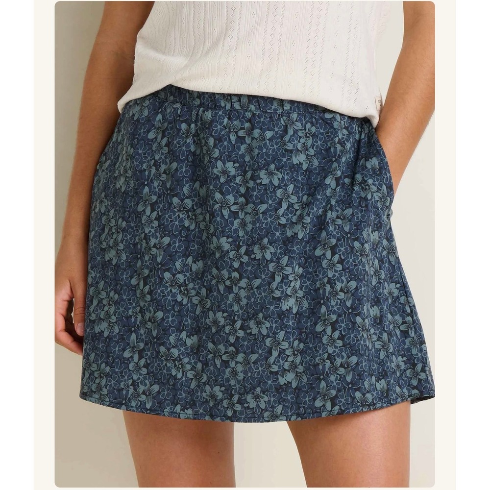 Toad&Co Chaka Skort Womens Medium Blue Floral Active Hiking Skirt with Pockets